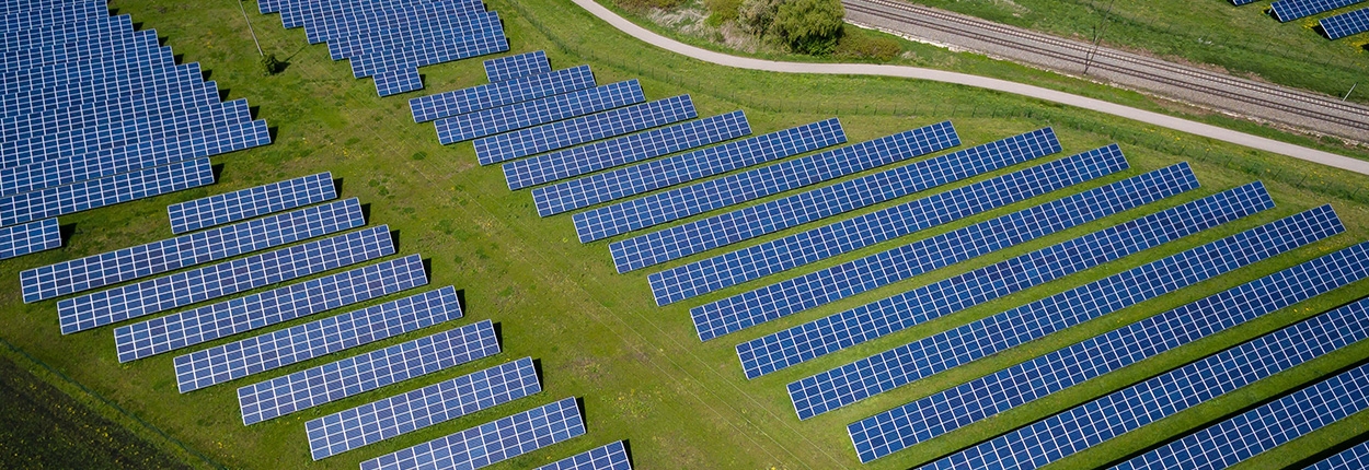 solar panels on a field